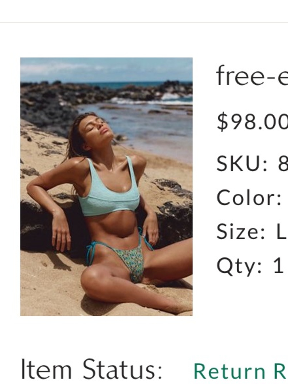 Free People textured crop bikini top in seafoam green